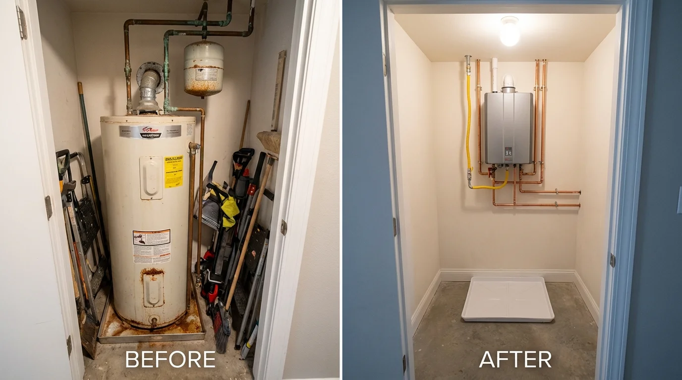 Tank water heater versus wall-mounted tankless unit comparison for Hardeeville, SC homeowners