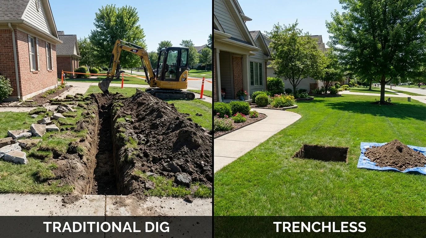 Trenchless sewer repair with minimal yard damage versus traditional excavation in Hardeeville, SC